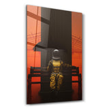 Astronaut on the Bench | Glass Wall Art