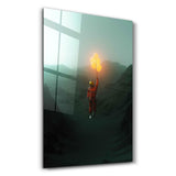 Flying Astronaut with Balloons | Glass Wall Art