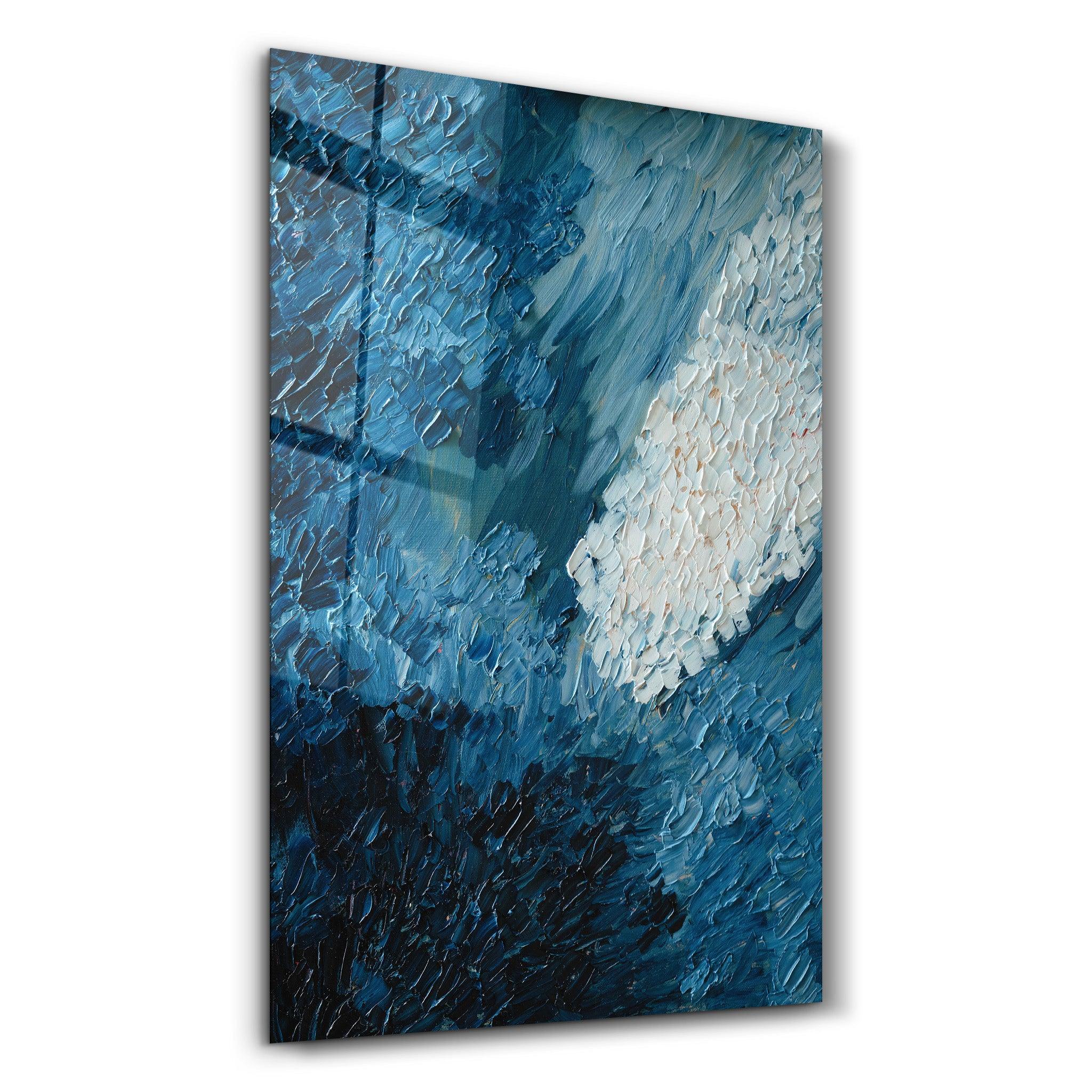 Blue Oil Painting - Abstract | Designer's Collection Glass Wall Art - Artdesigna