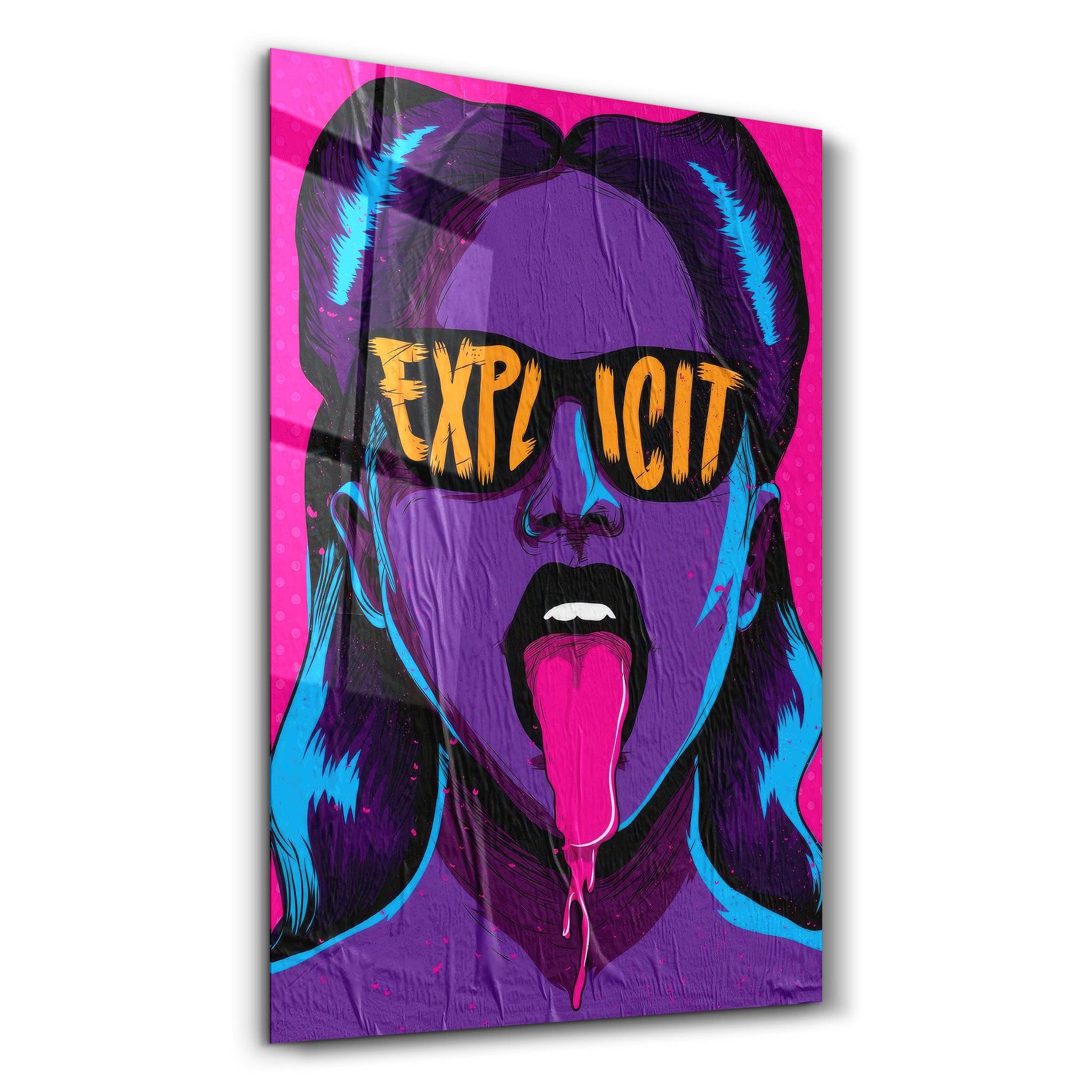 Explicit - Purple | Designer's Collection Glass Wall Art - Artdesigna