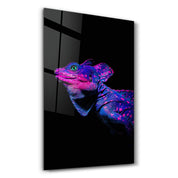 Iguana Blue Purple | Designer's Collection Glass Wall Art - Artdesigna