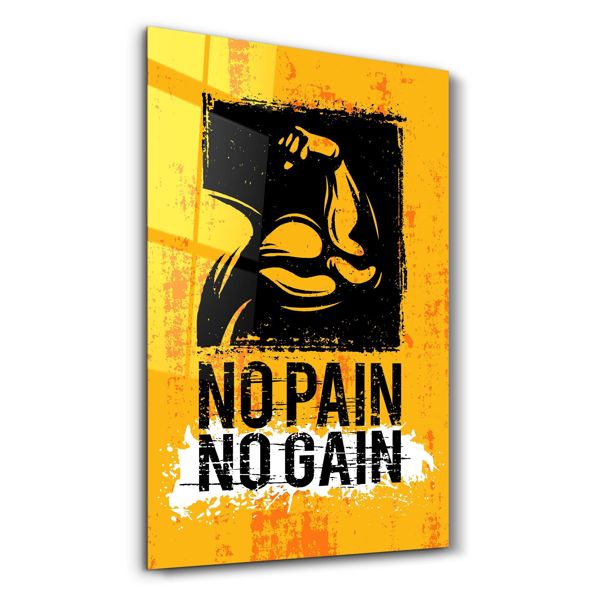 No Pain No Gain | Motivational Glass Wall Art - Artdesigna