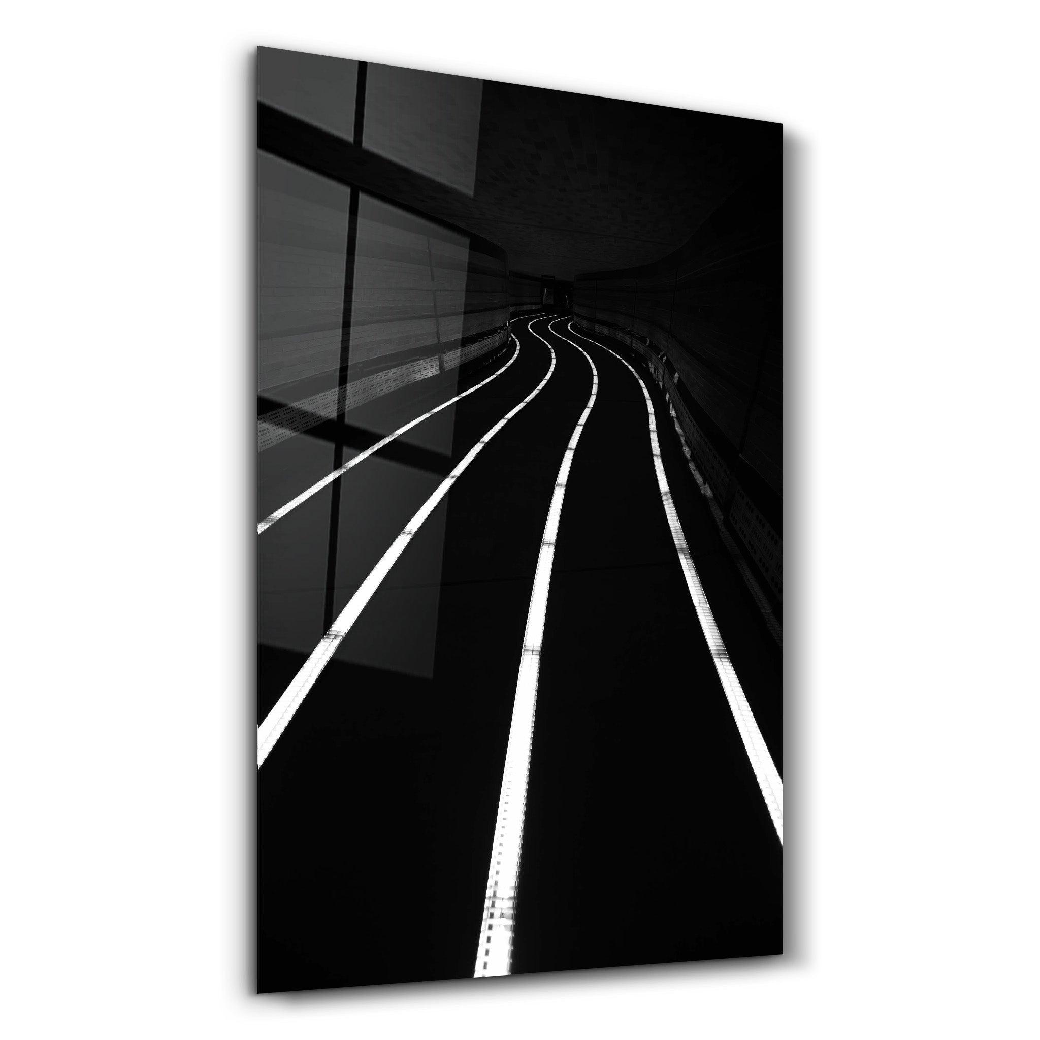 Road at Night | Designers Collection Glass Wall Art - Artdesigna