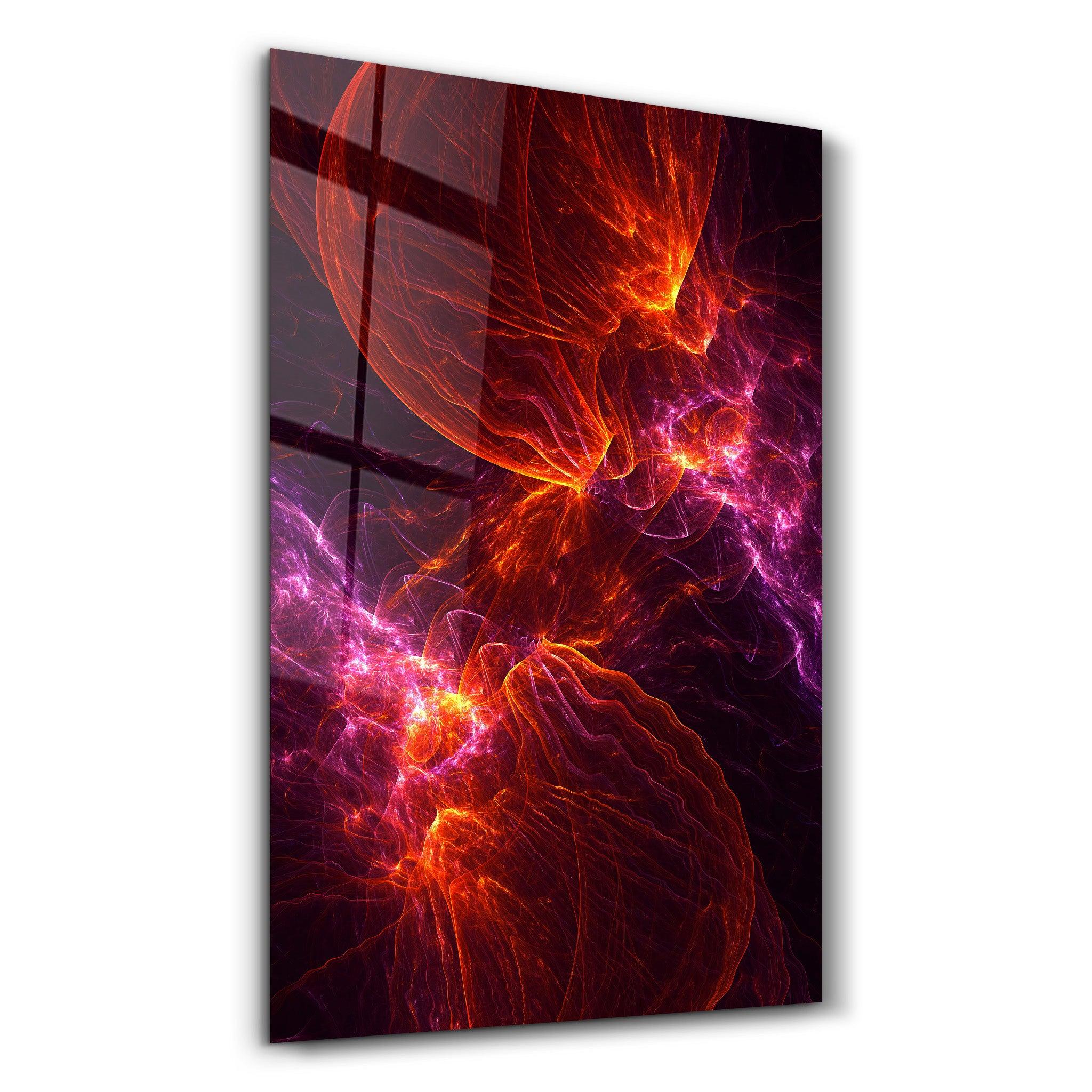 Purple & Red Flames 2 | Glass Wall Art - Artdesigna