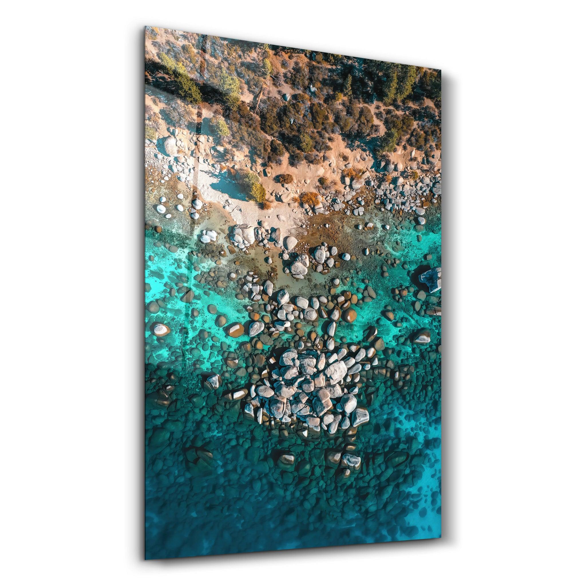 A beautifully tranquil day at Lake Tahoe, CA | Glass Wall Art - Artdesigna