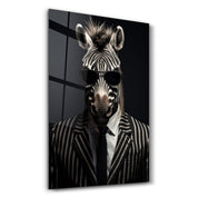 Zebra in Suit・Designers Collection Glass Wall Art - Artdesigna