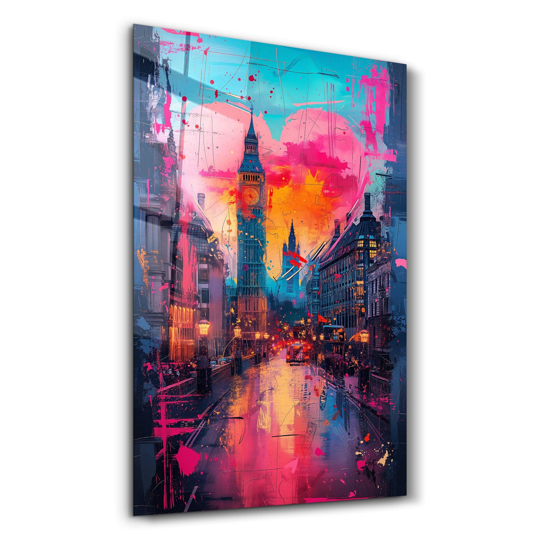 Street in London Painting | Glass Wall Art - Artdesigna