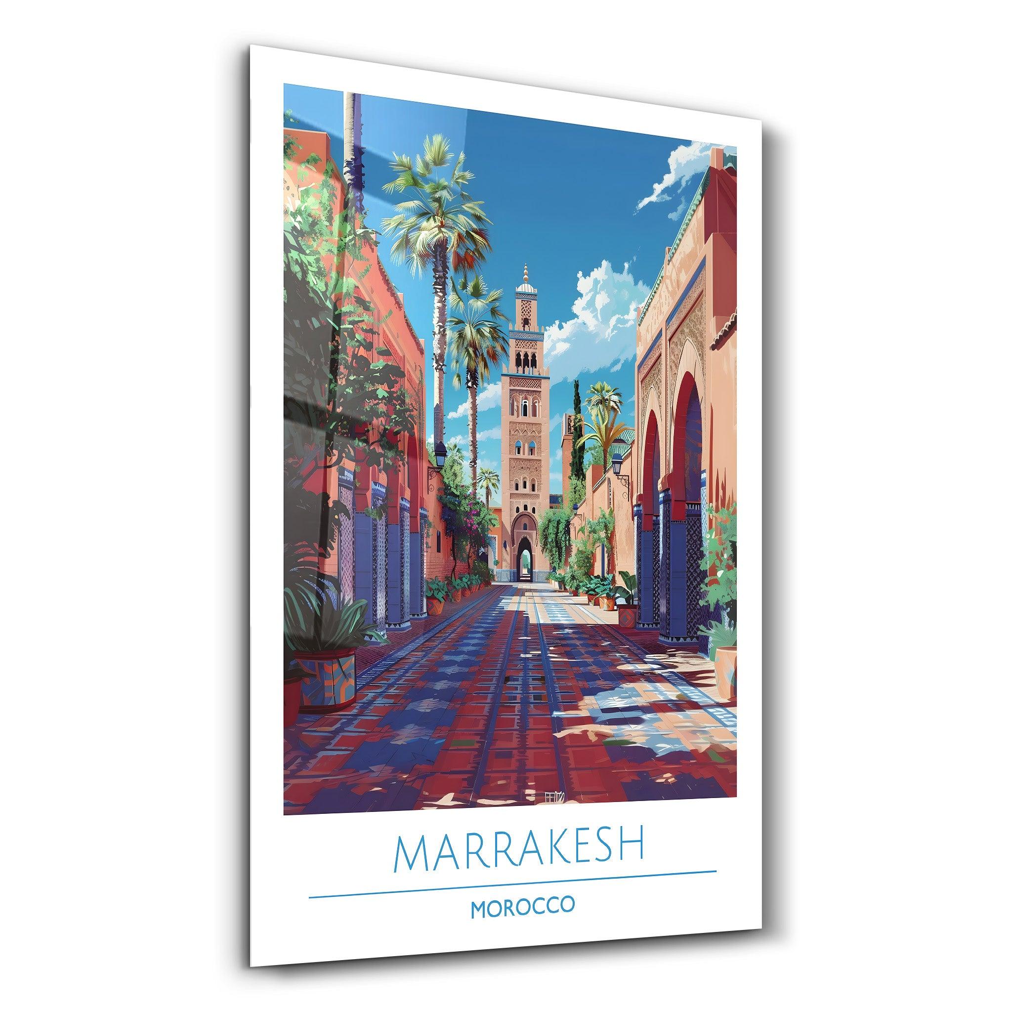 Marrakesh Morocco-Travel Posters | Glass Wall Art - Artdesigna