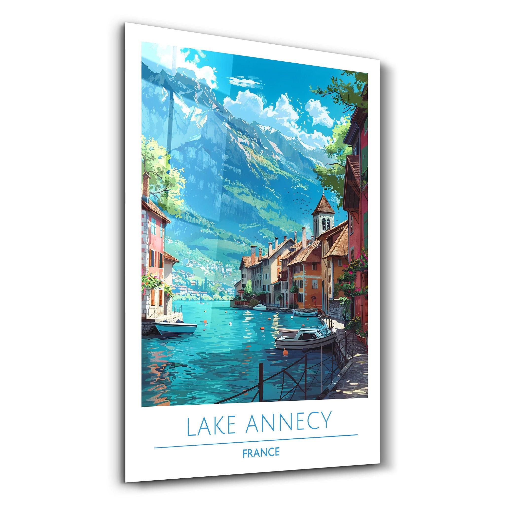 Lake Annecy France-Travel Posters | Glass Wall Art - Artdesigna