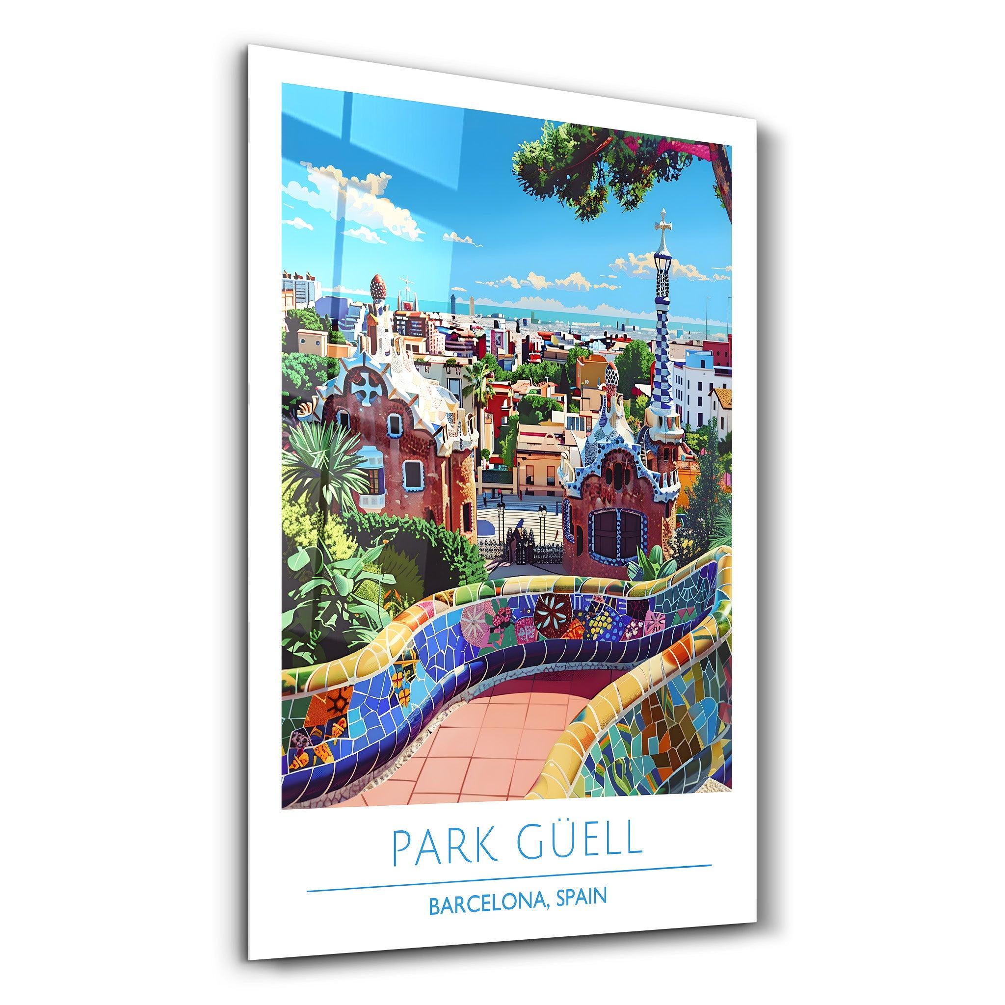 Park Guell 2-Barcelona Spain-Travel Posters | Glass Wall Art - Artdesigna