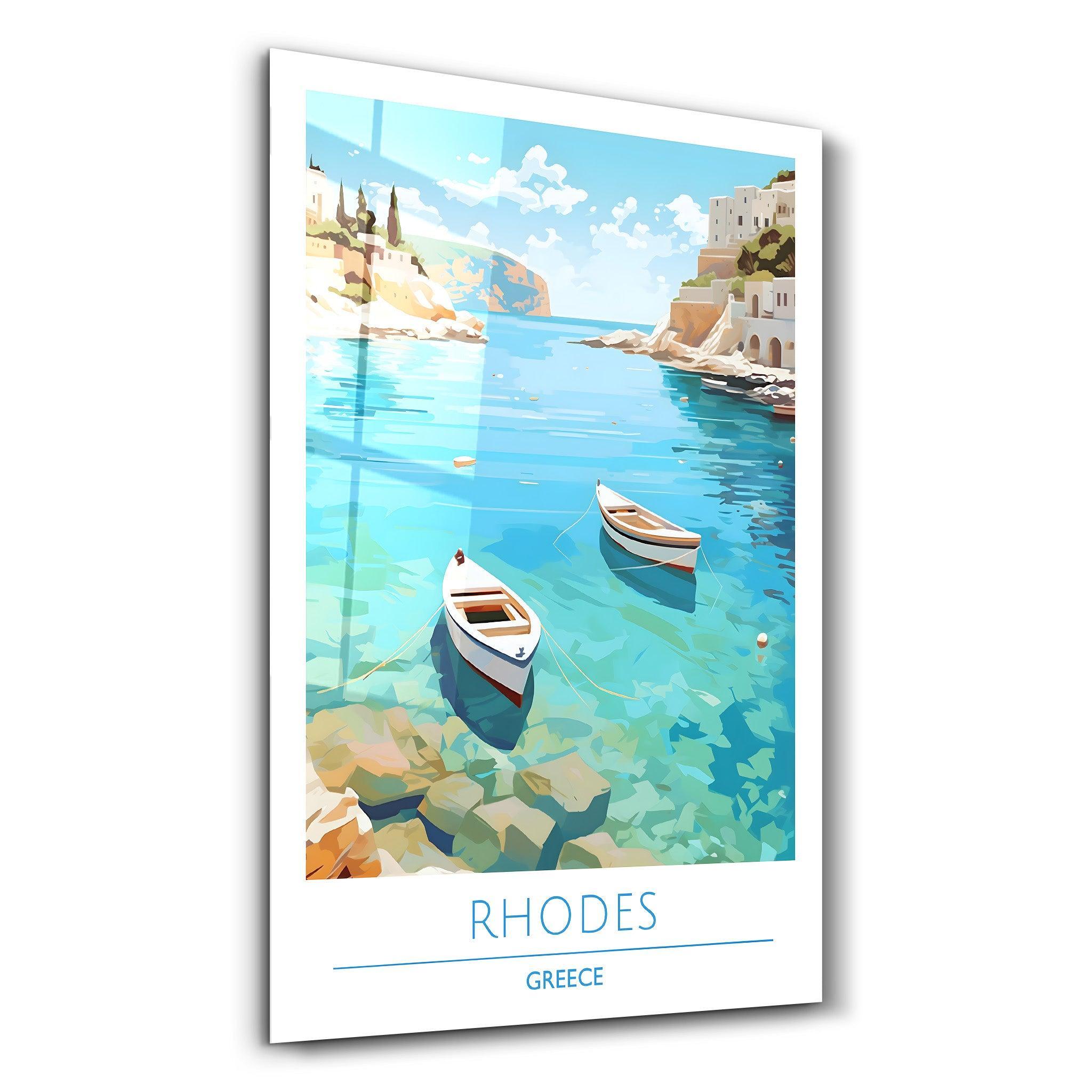 Rhodes Greece-Travel Posters | Glass Wall Art - Artdesigna