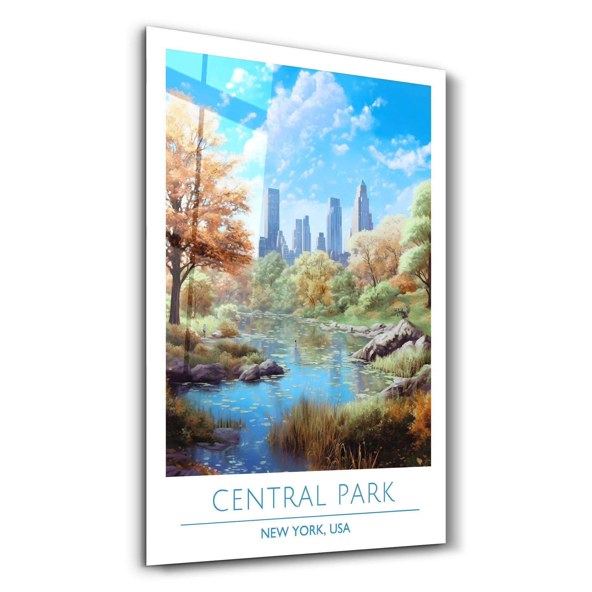 Central Park 1-New York USA-Travel Posters | Glass Wall Art - Artdesigna