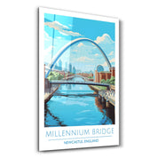 Millennium Bridge-Newcastle England-Travel Posters | Glass Wall Art - Artdesigna