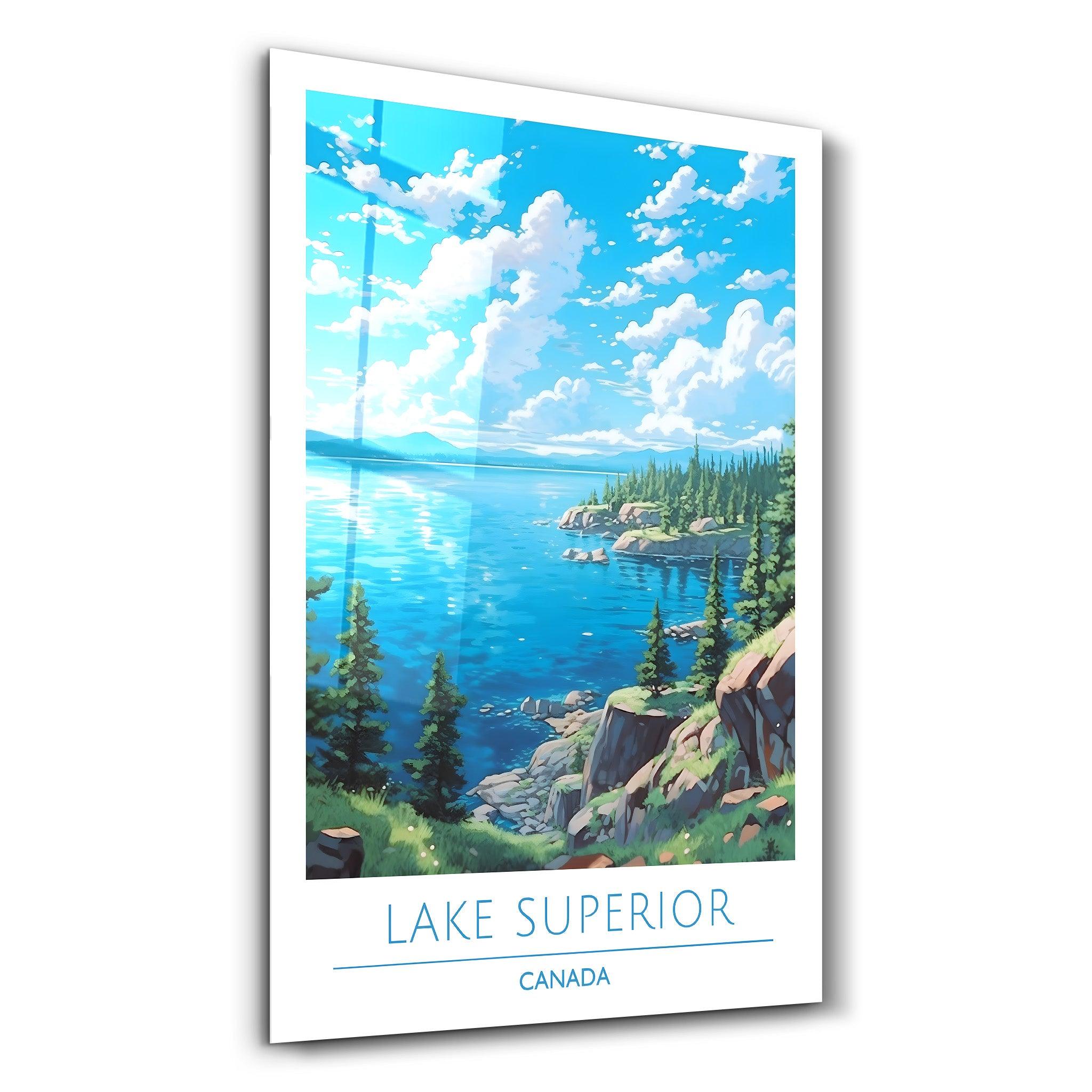 Lake Superior Canada-Travel Posters | Glass Wall Art - Artdesigna