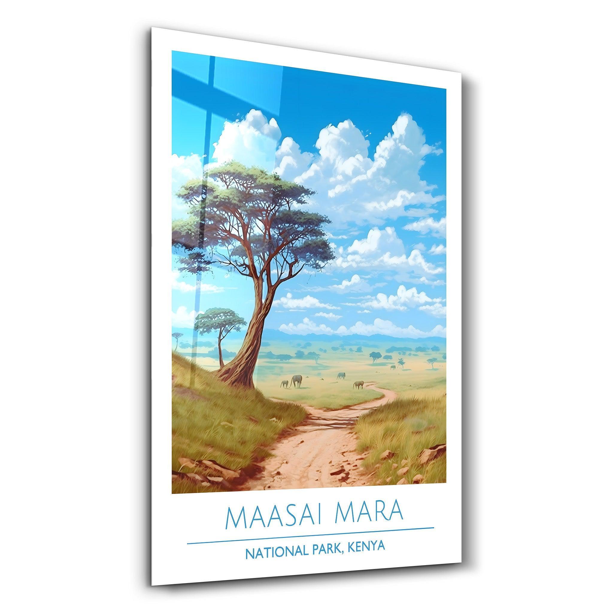 Maasai Mara- National Park Kenya-Travel Posters | Glass Wall Art - Artdesigna