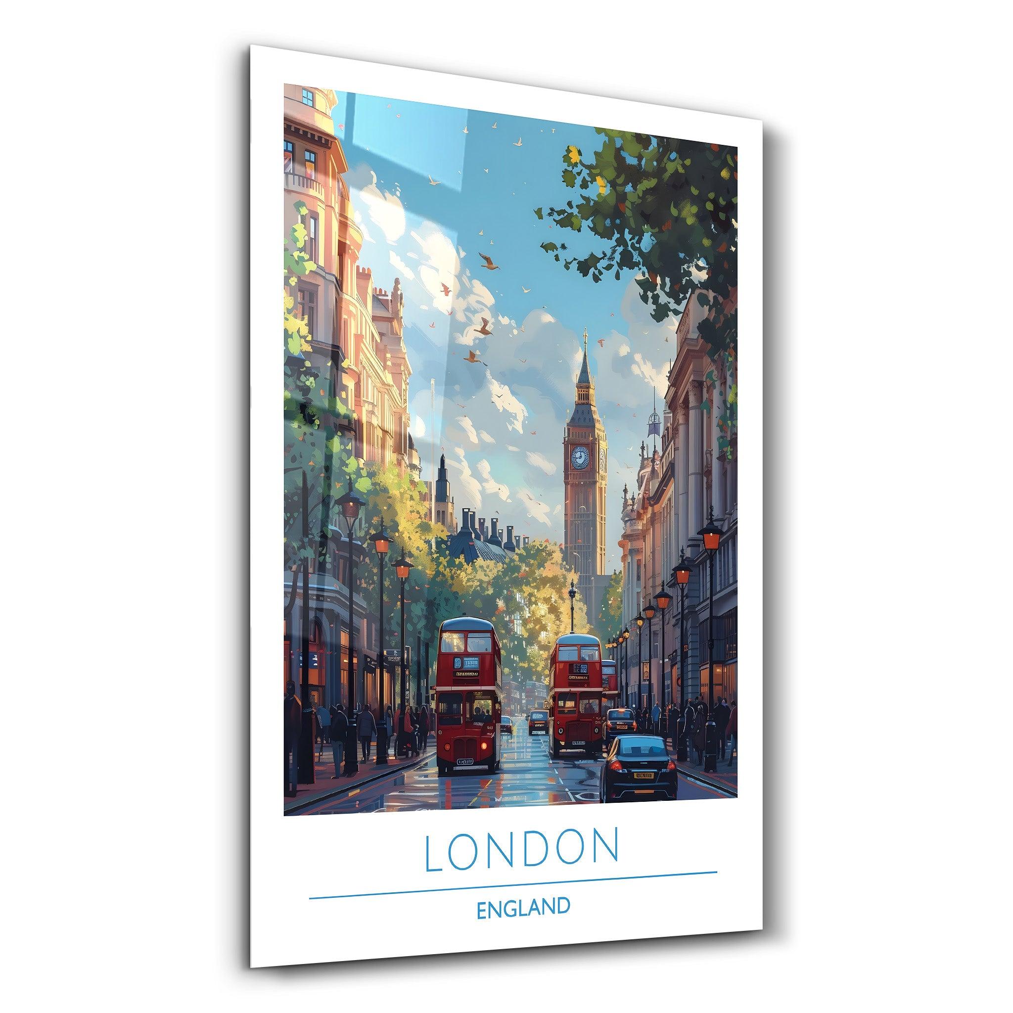 London England 2-Travel Posters | Glass Wall Art - Artdesigna