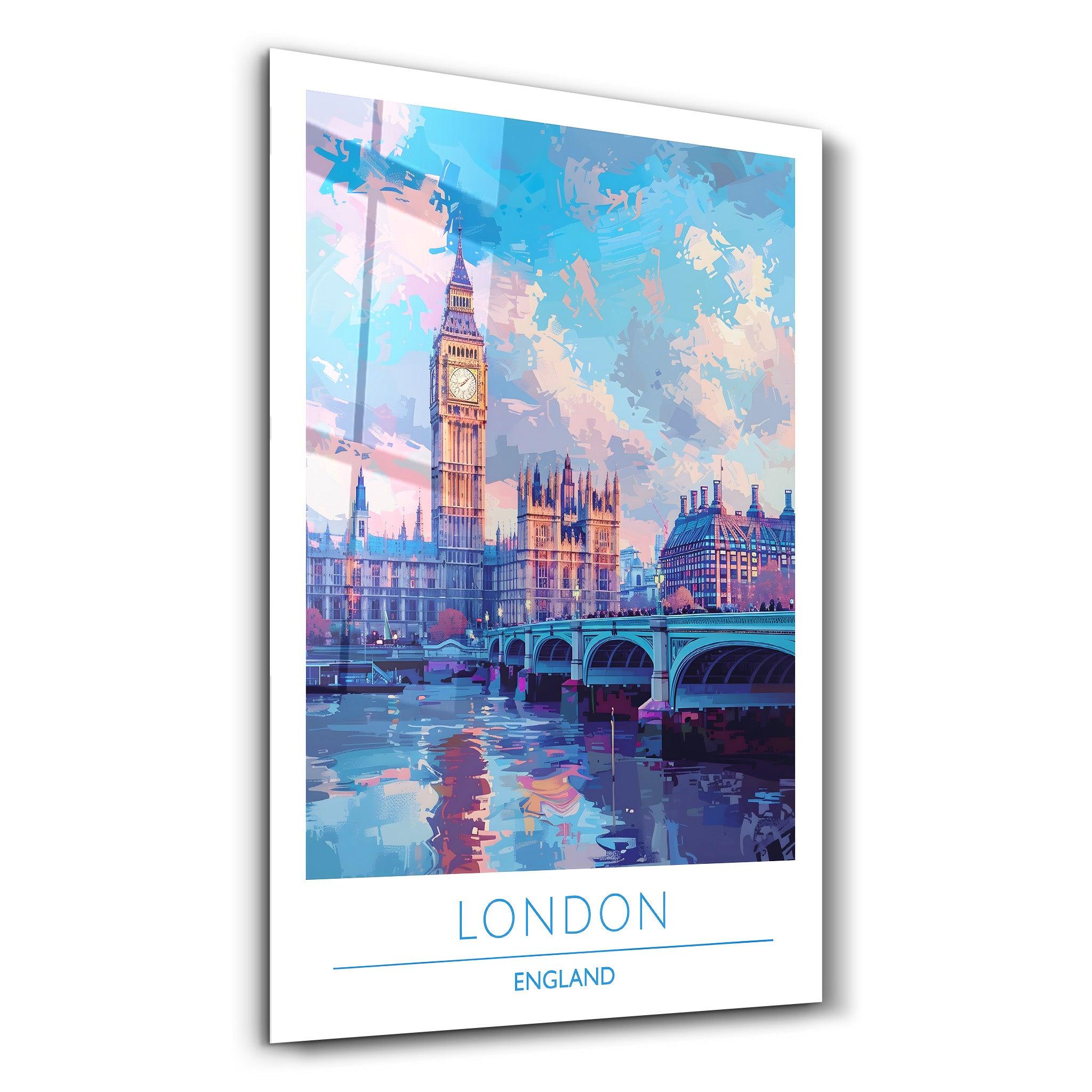 London England 4-Travel Posters | Glass Wall Art - Artdesigna