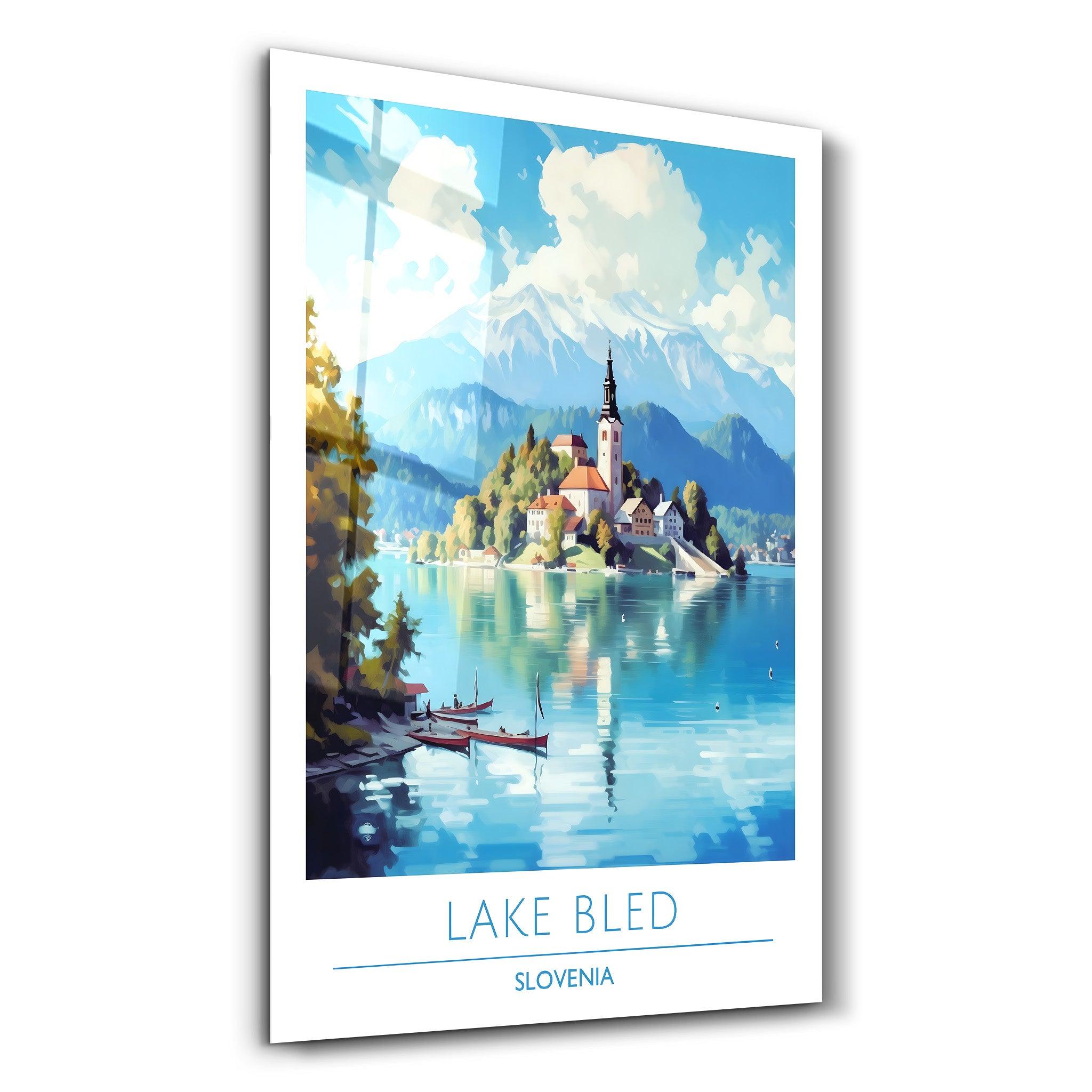 Lake Bled Slovenia-Travel Posters | Glass Wall Art - Artdesigna