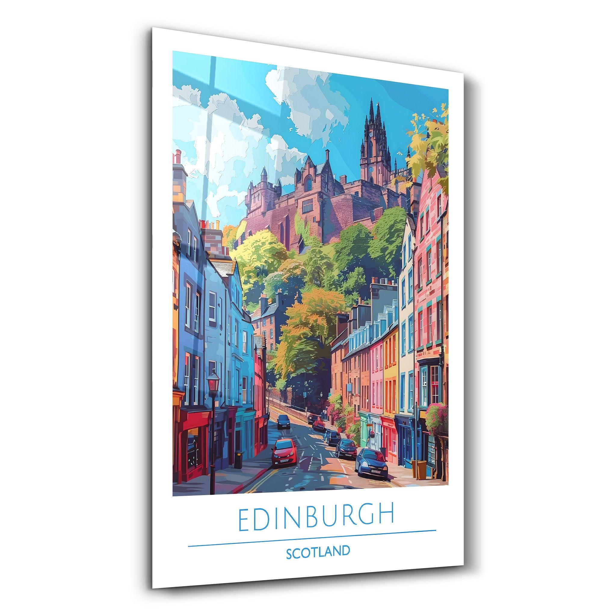 Edinburgh Scotland-Travel Posters | Glass Wall Art - Artdesigna