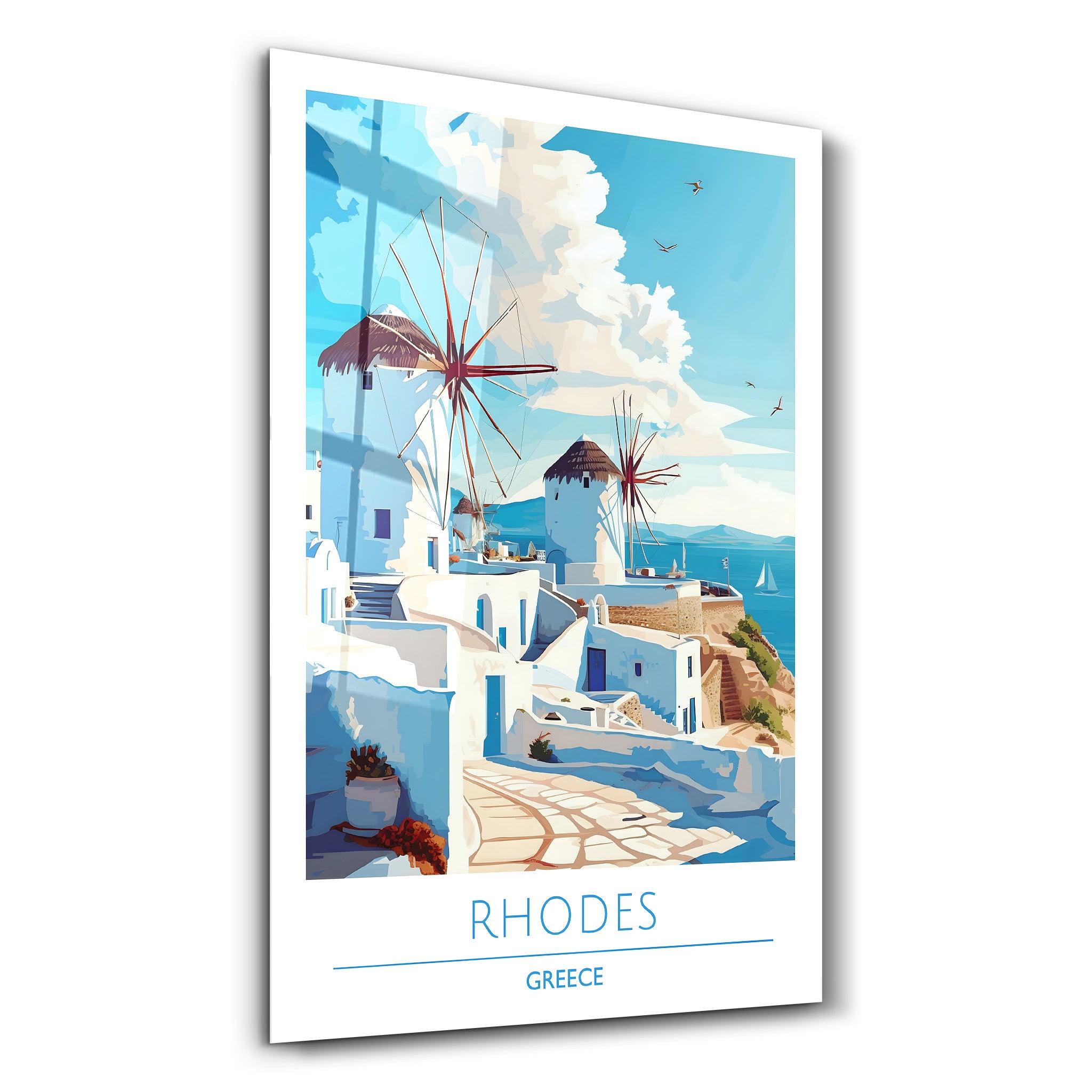 Rhodes Greece 2-Travel Posters | Glass Wall Art - Artdesigna