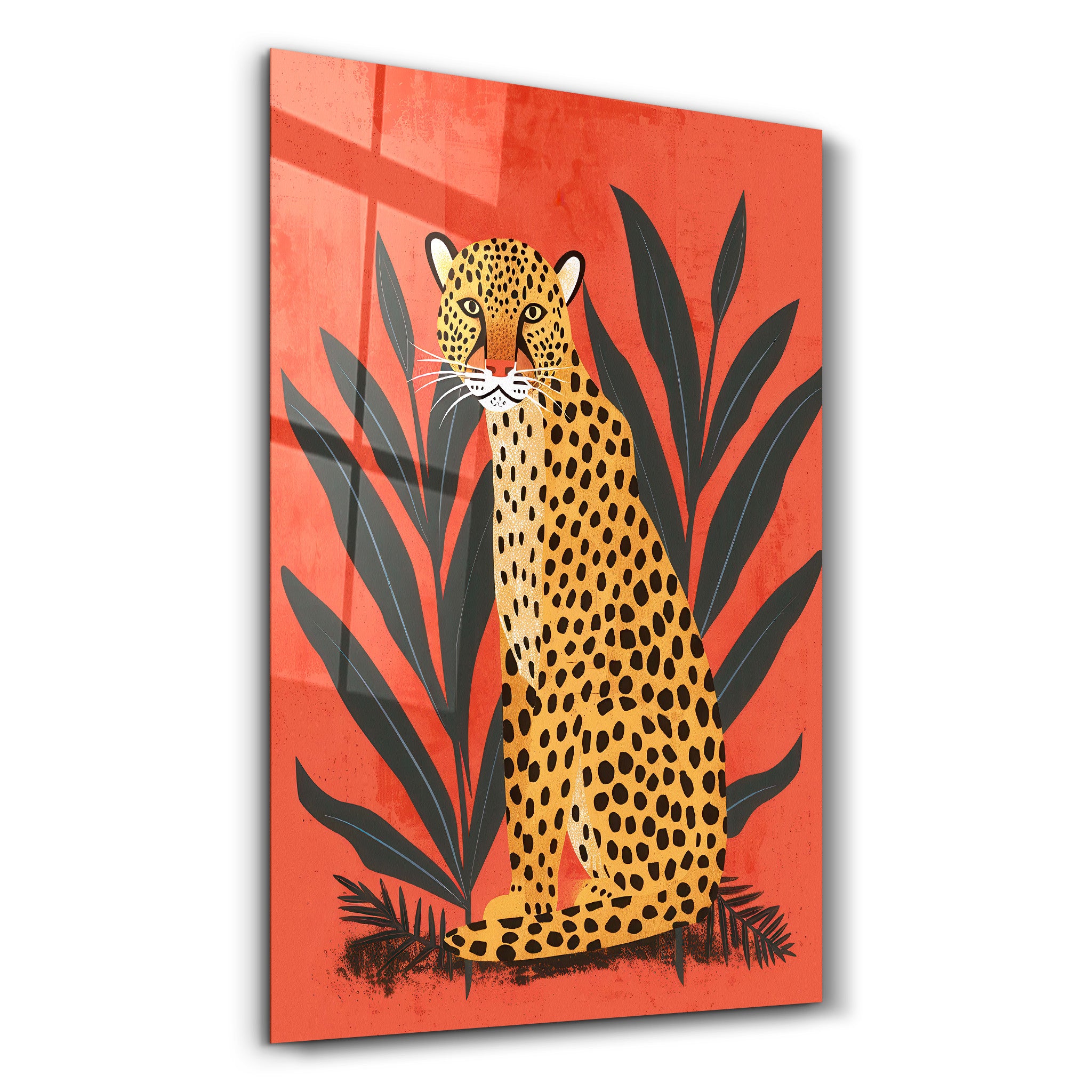 Bohemian Leopard Retro - Glass Wall Art - Artdesigna