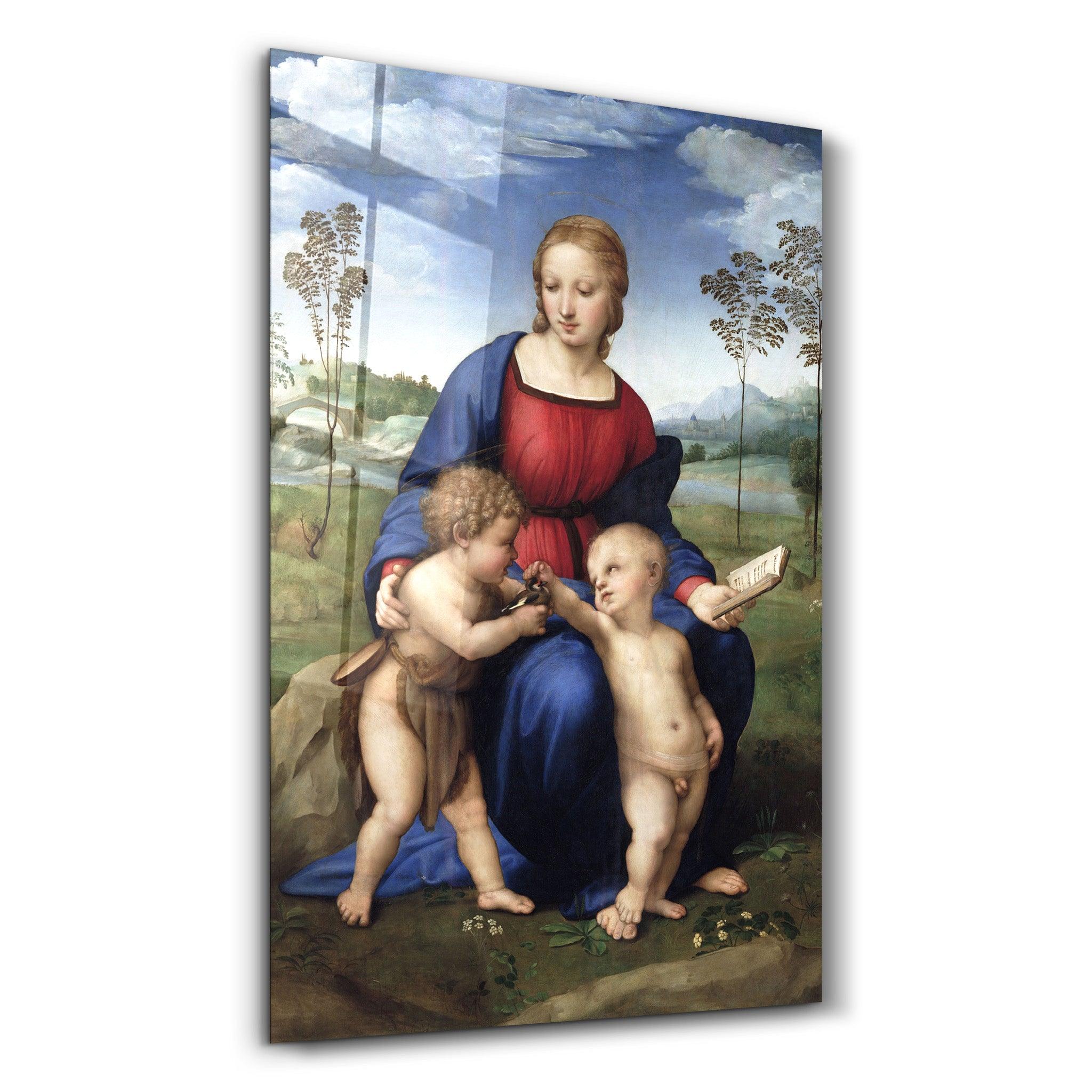 Raphael's Madonna of the Goldfinch (1505–1506) | Glass Wall Art - Artdesigna