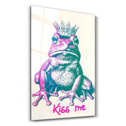 Kiss Me - Frog | Designers Collection Glass Wall Art - Artdesigna