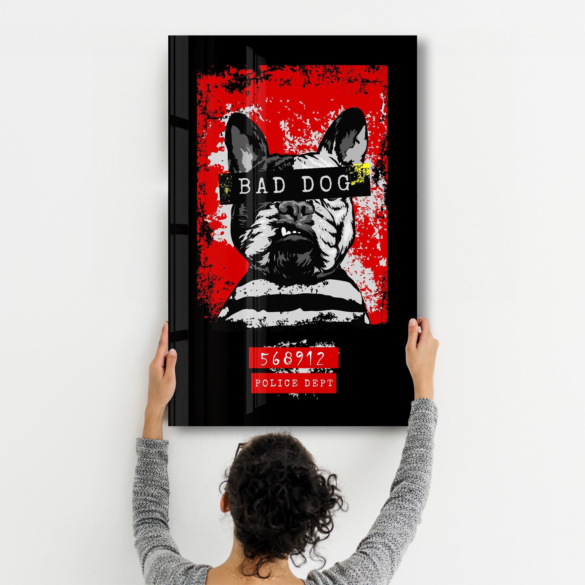 The Wanted Dog | Glass Wall Art - Artdesigna