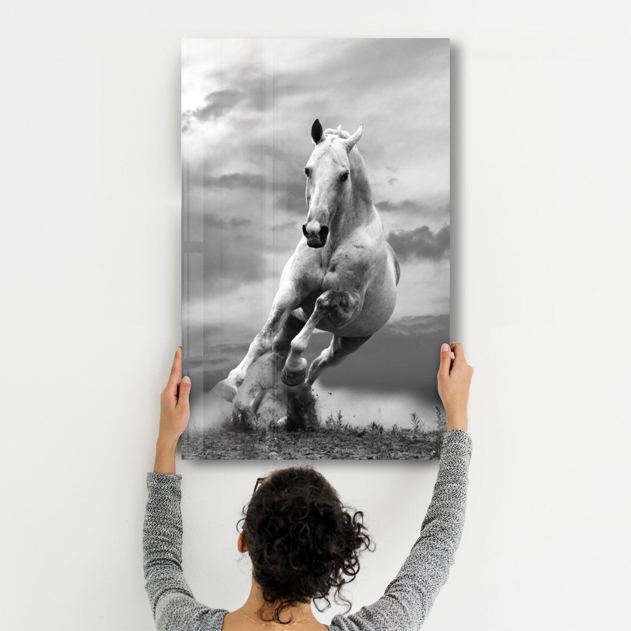 Running Horse | Glass Wall Art - Artdesigna