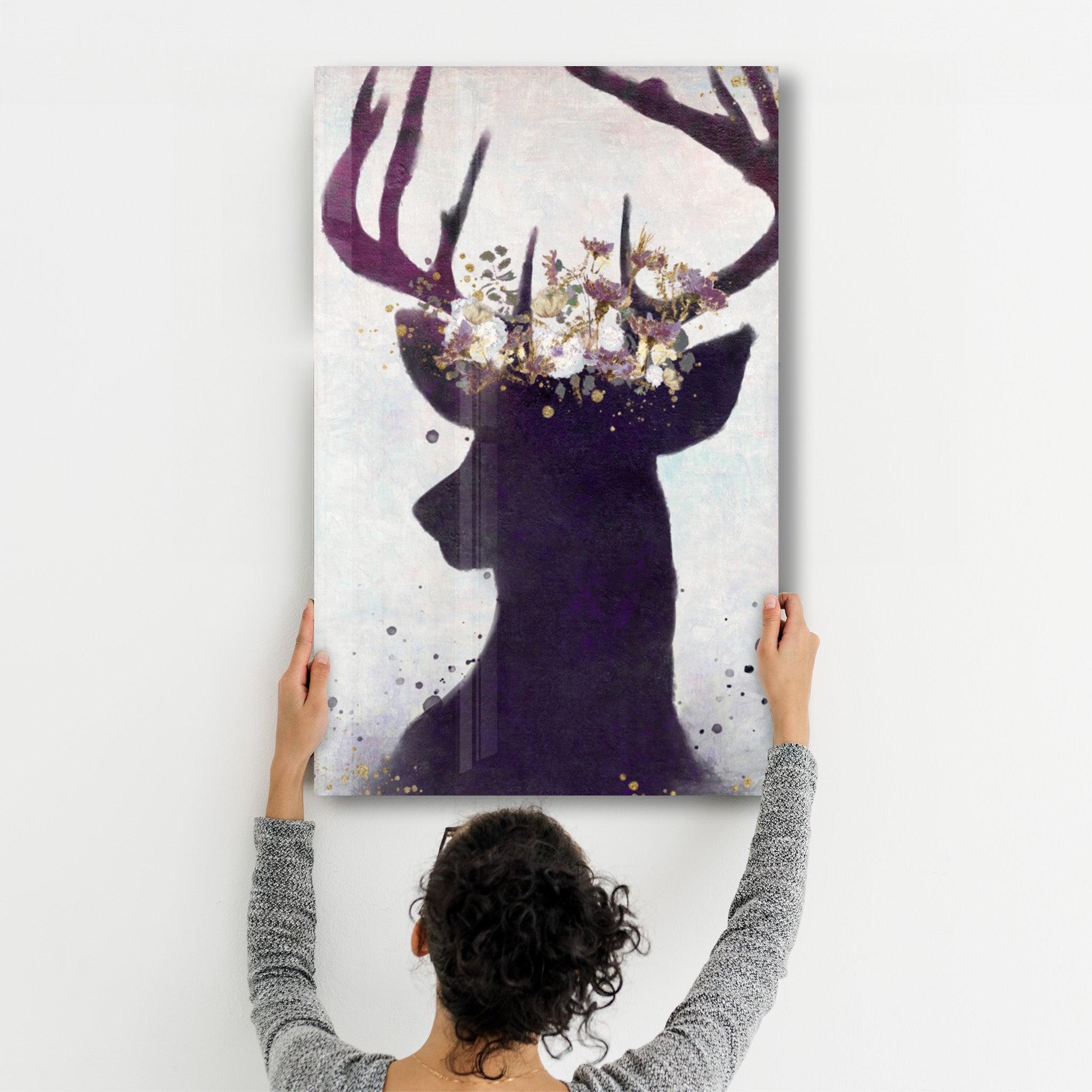 Deer | Glass Wall Art - Artdesigna