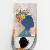 Abstract Women and Flowers | Glass Wall Art - Artdesigna