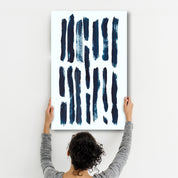 Blue Brush Marks V2 | Glass Wall Art - Artdesigna