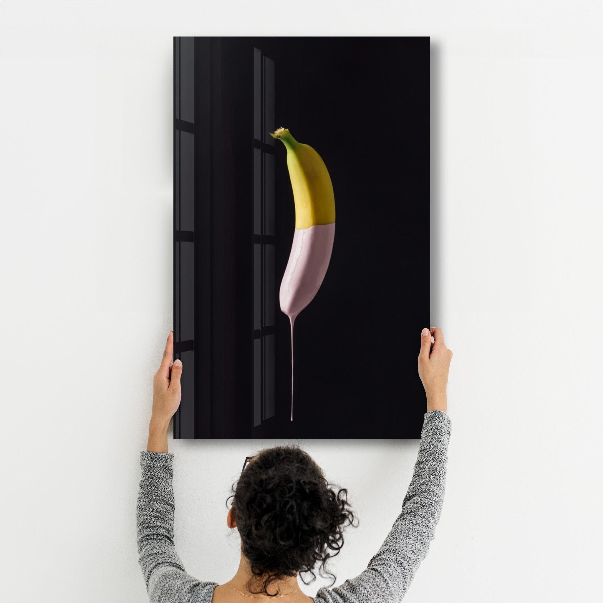 Abstract Banana | Glass Wall Art - Artdesigna