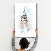 Abstract Historical Building | Glass Wall Art - Artdesigna