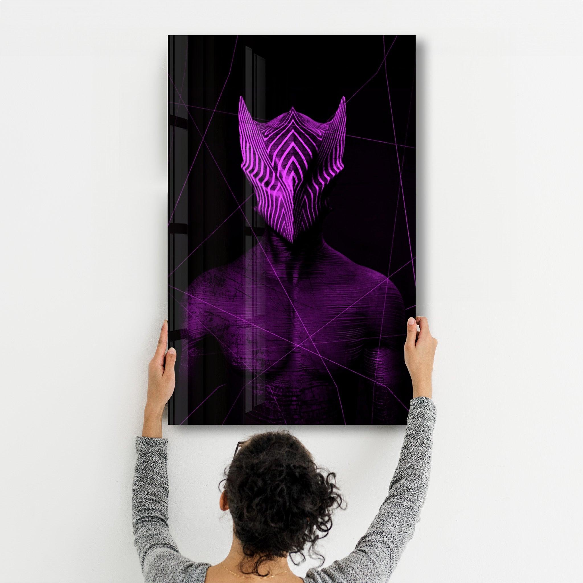 Abstract Masked Man V5 | Glass Wall Art - Artdesigna