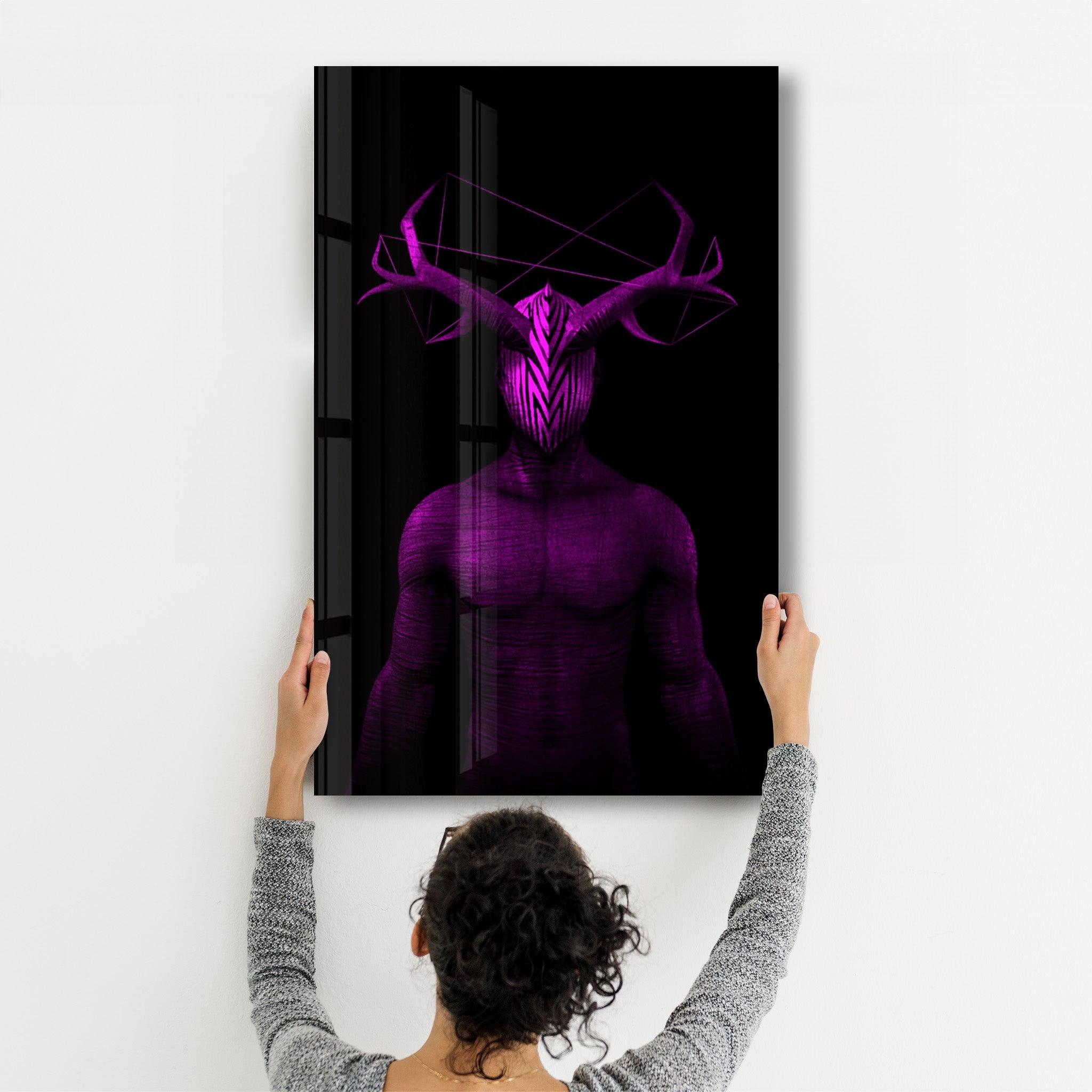 Abstract Masked Man V12 | Glass Wall Art - Artdesigna