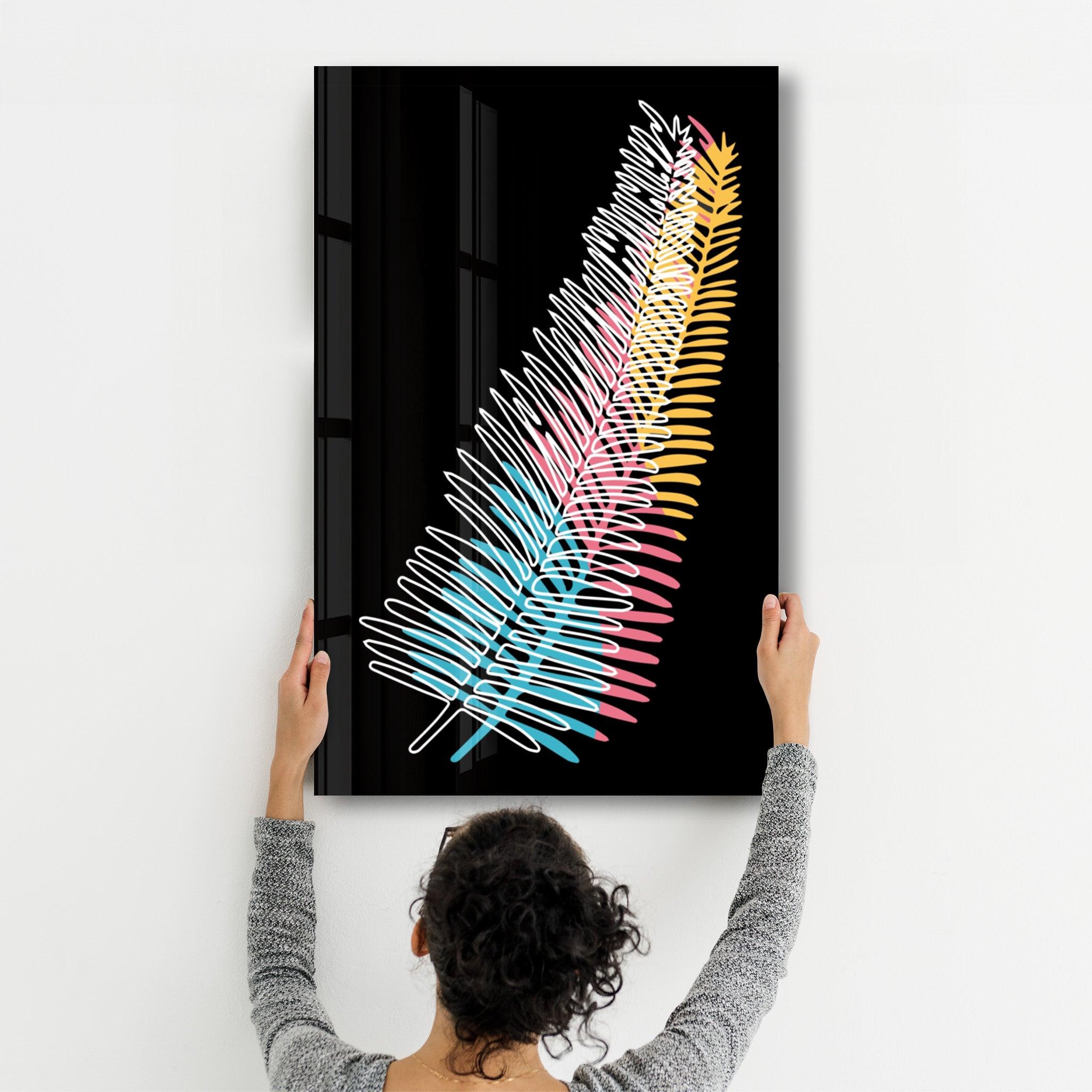 Modern Line Abstract V14 | Glass Wall Art - Artdesigna