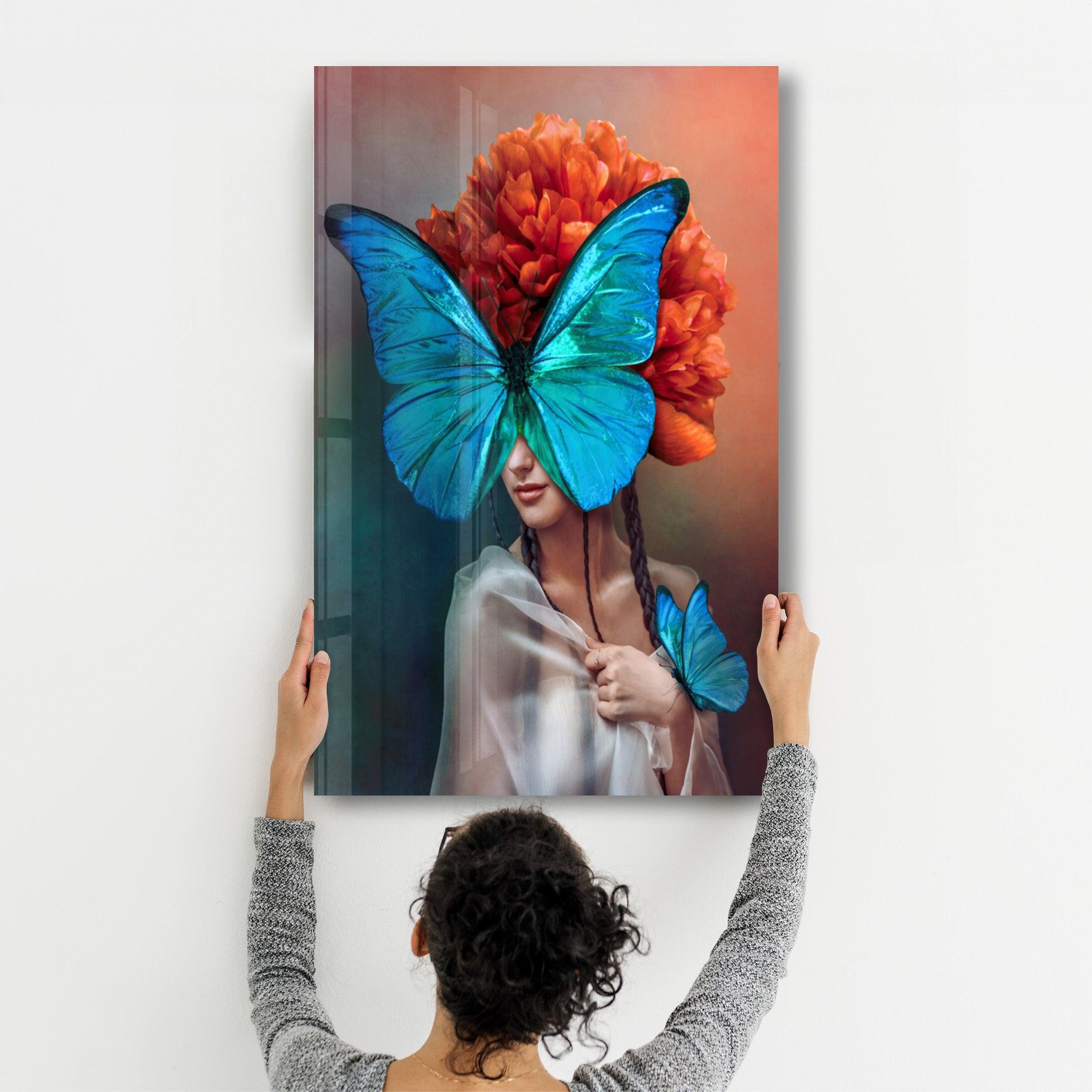 Blue Wings | Glass Wall Art - Artdesigna