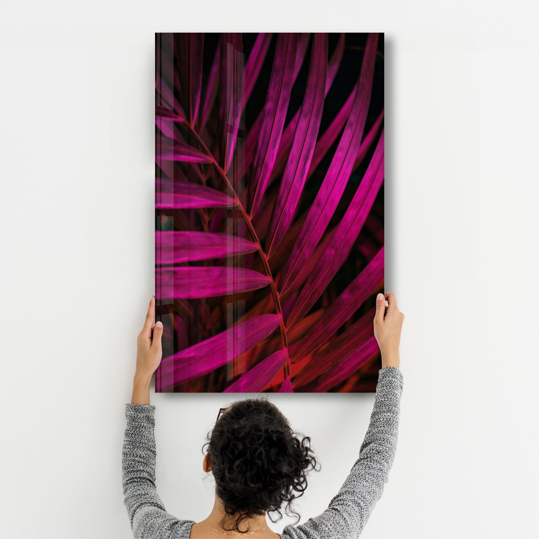 Purple Leaves | Glass Wall Art - Artdesigna