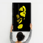 Mysterious Yellow Face | Glass Wall Art - Artdesigna