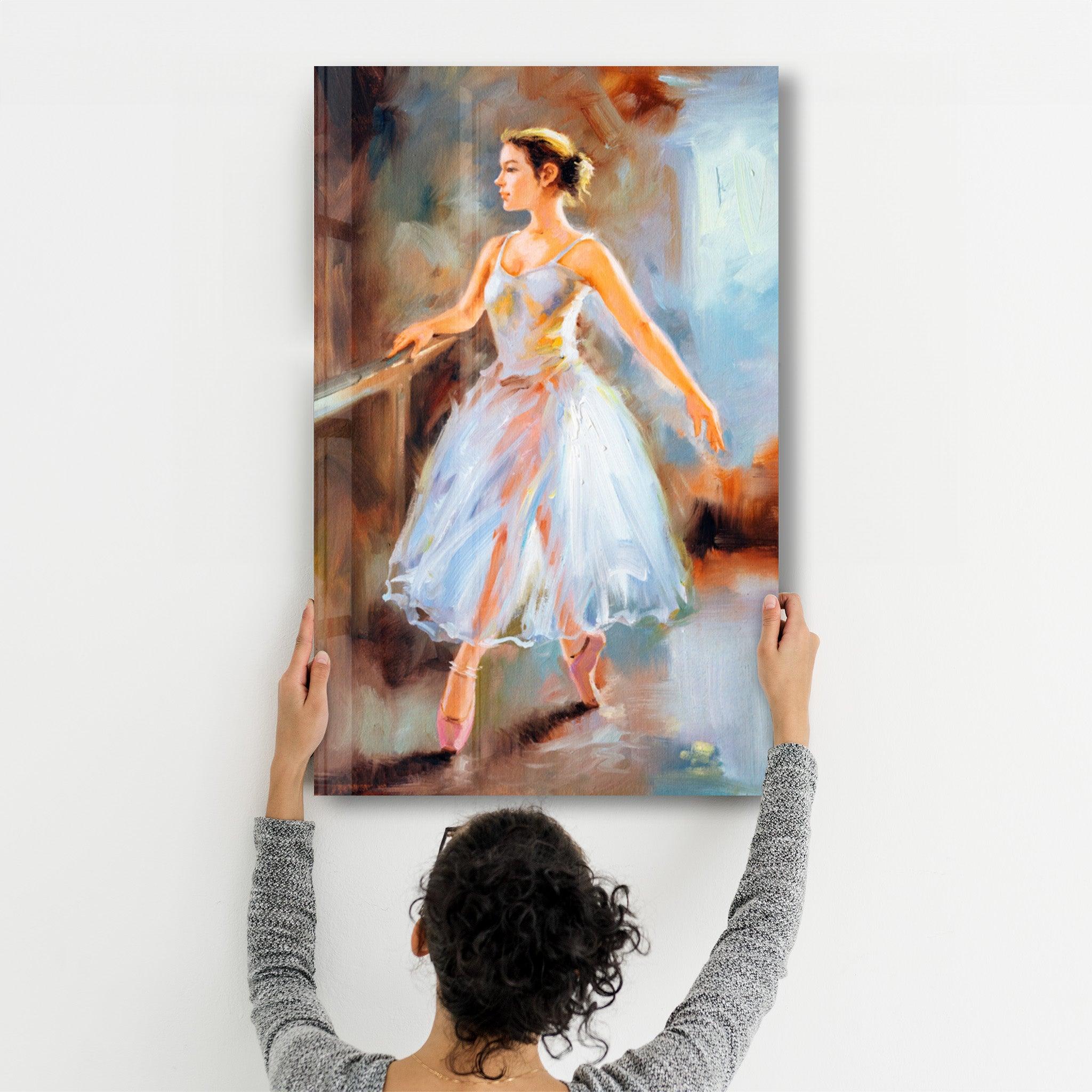 Ballerina Oil Painting | Glass Wall Art - Artdesigna