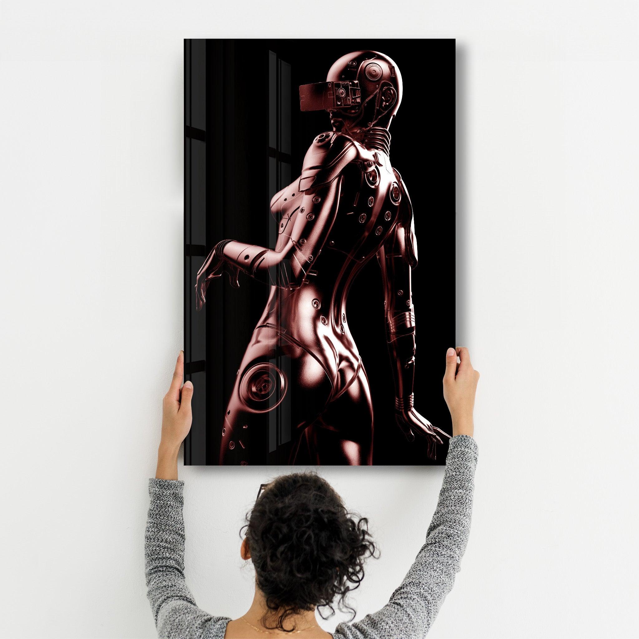 Robo Girl Bronze | Designer's Collection Glass Wall Art - Artdesigna