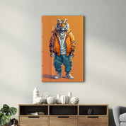 Stylish Tiger - Glass Wall Art - Artdesigna