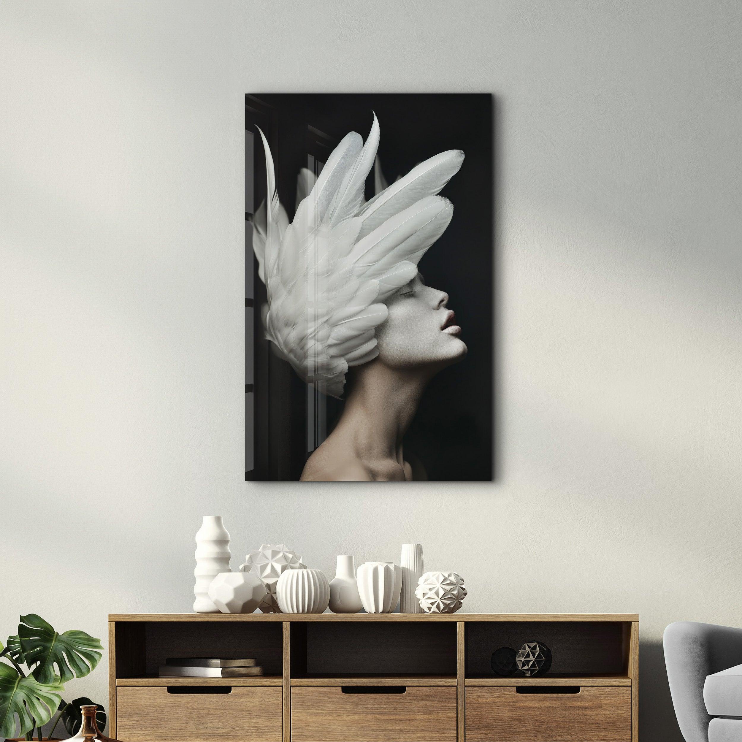 Angel Head - Contemporary Glass Wall Art - Artdesigna