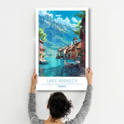 Lake Annecy France-Travel Posters | Glass Wall Art - Artdesigna