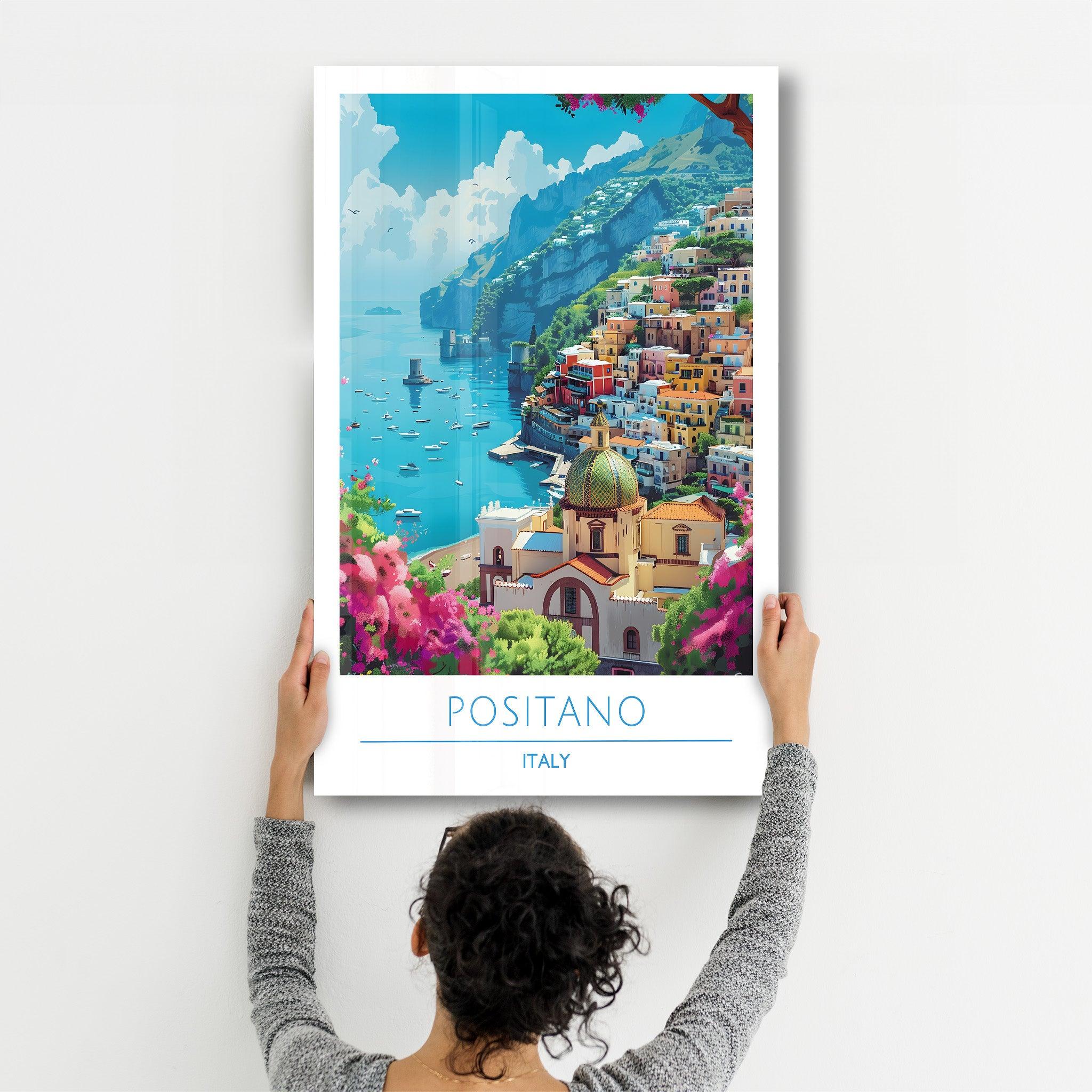 Positano Italy-Travel Posters | Glass Wall Art - Artdesigna