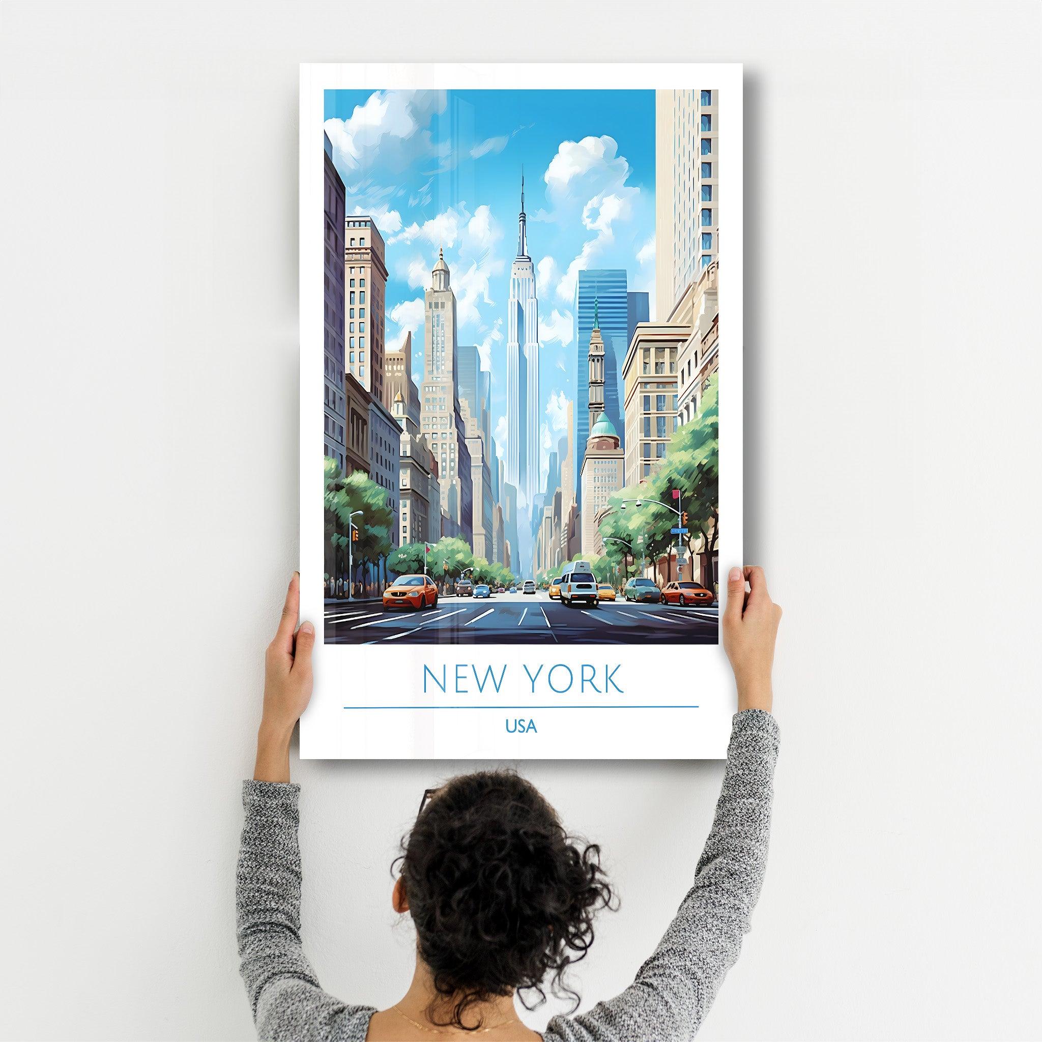 New York USA-Travel Posters | Glass Wall Art - Artdesigna