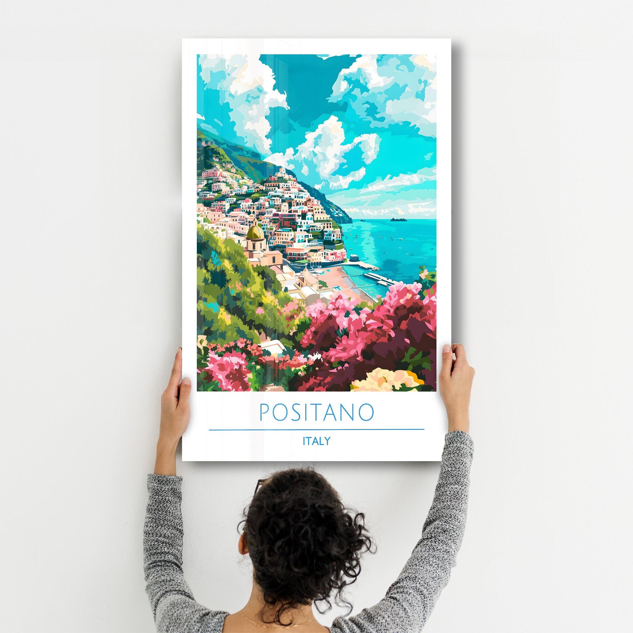 Positano Italy 2-Travel Posters | Glass Wall Art - Artdesigna