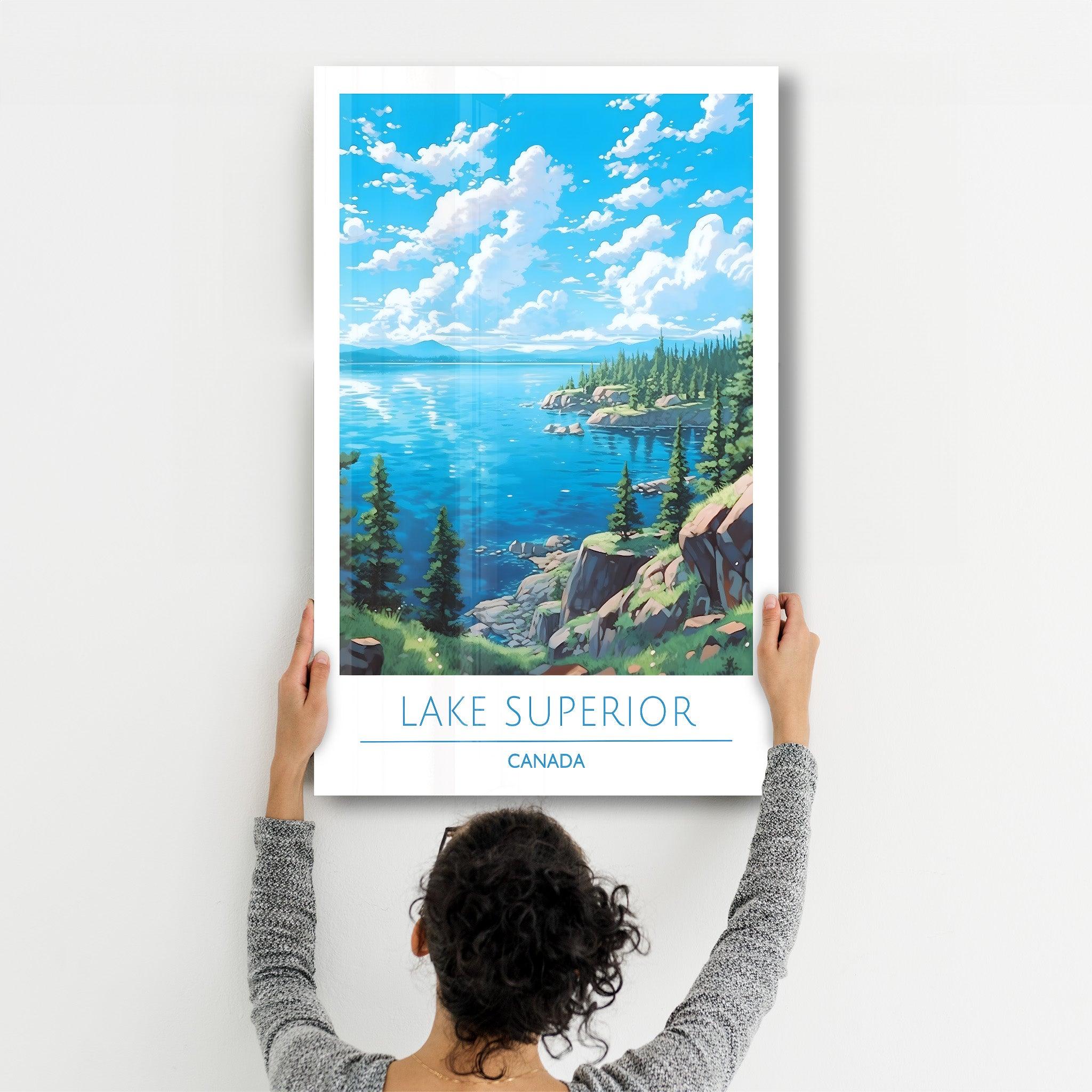 Lake Superior Canada-Travel Posters | Glass Wall Art - Artdesigna