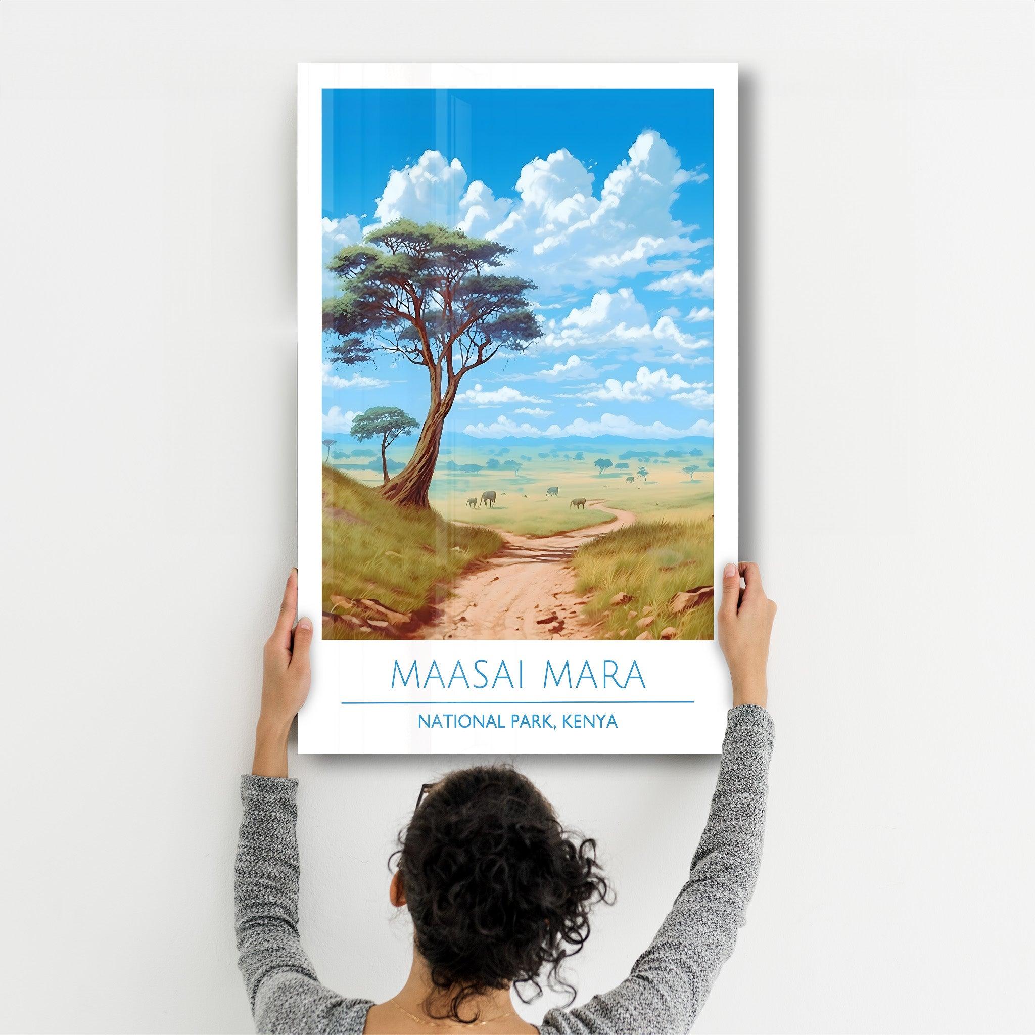 Maasai Mara- National Park Kenya-Travel Posters | Glass Wall Art - Artdesigna